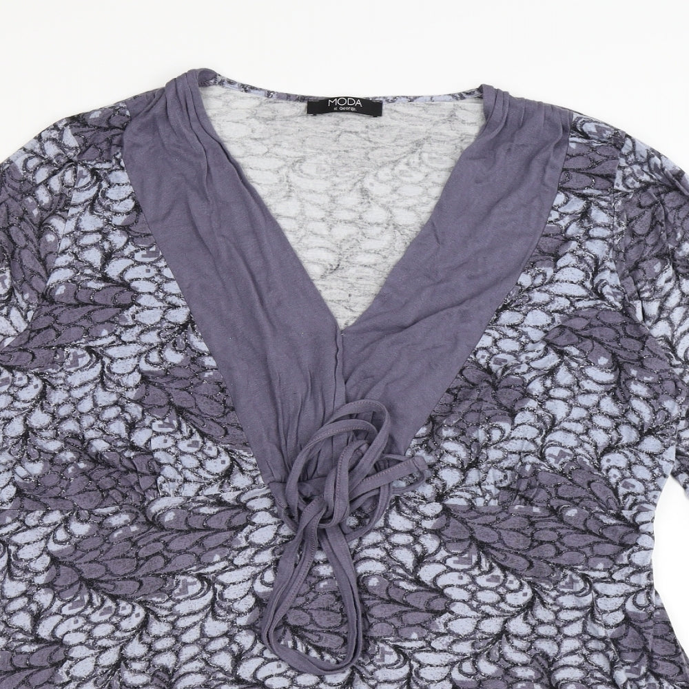 Moda Womens Blue Floral  Tunic T-Shirt Size 22