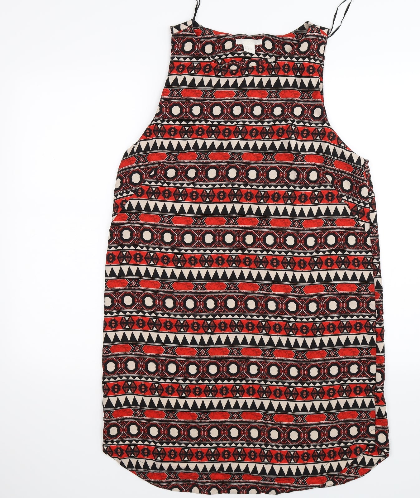 H&M Womens Red Geometric Chiffon T-Shirt Dress  Size 16
