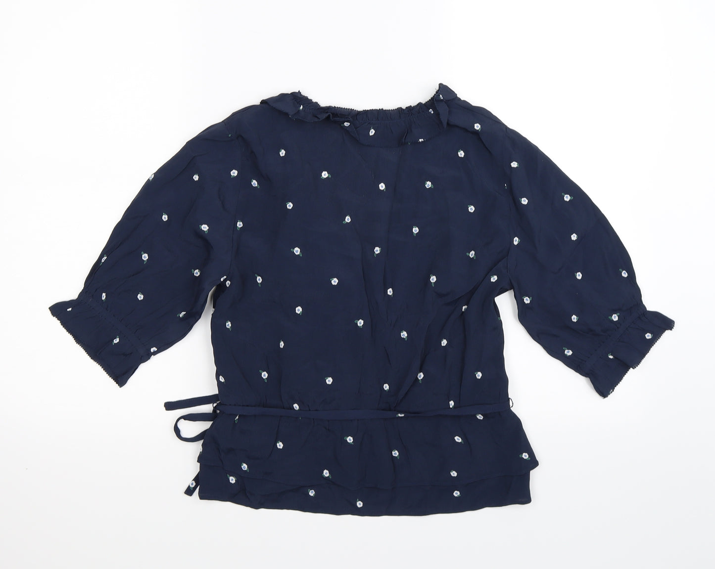 Jack Wills Womens Blue Floral  Wrap Blouse Size 8
