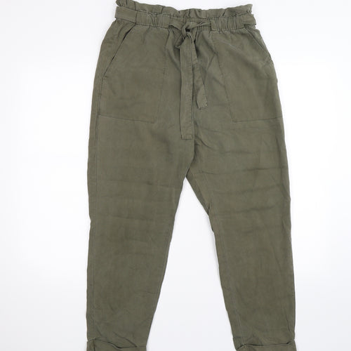 H&M Womens Green  Velour Cargo Trousers Size 12 L26 in