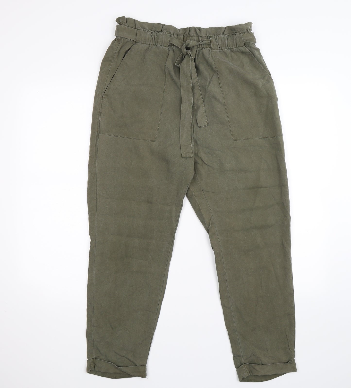 H&M Womens Green  Velour Cargo Trousers Size 12 L26 in
