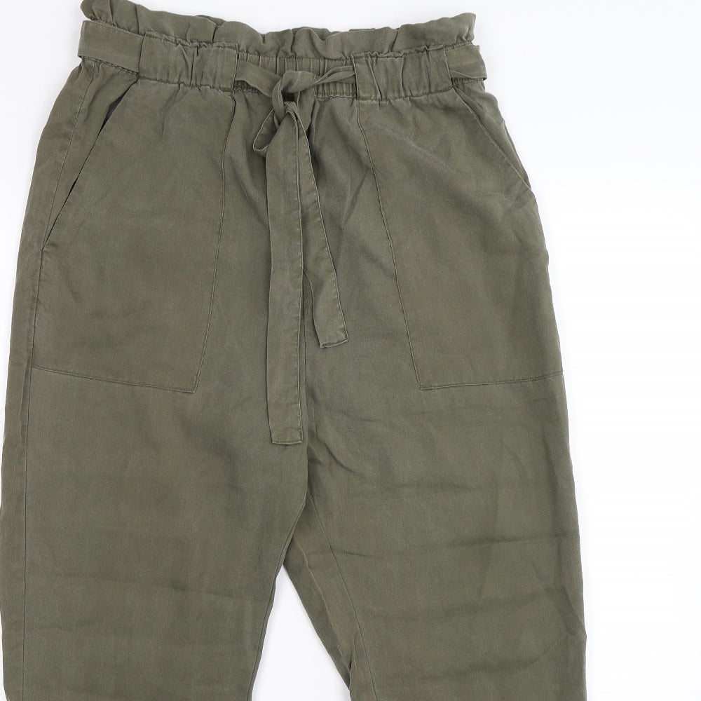 H&M Womens Green  Velour Cargo Trousers Size 12 L26 in