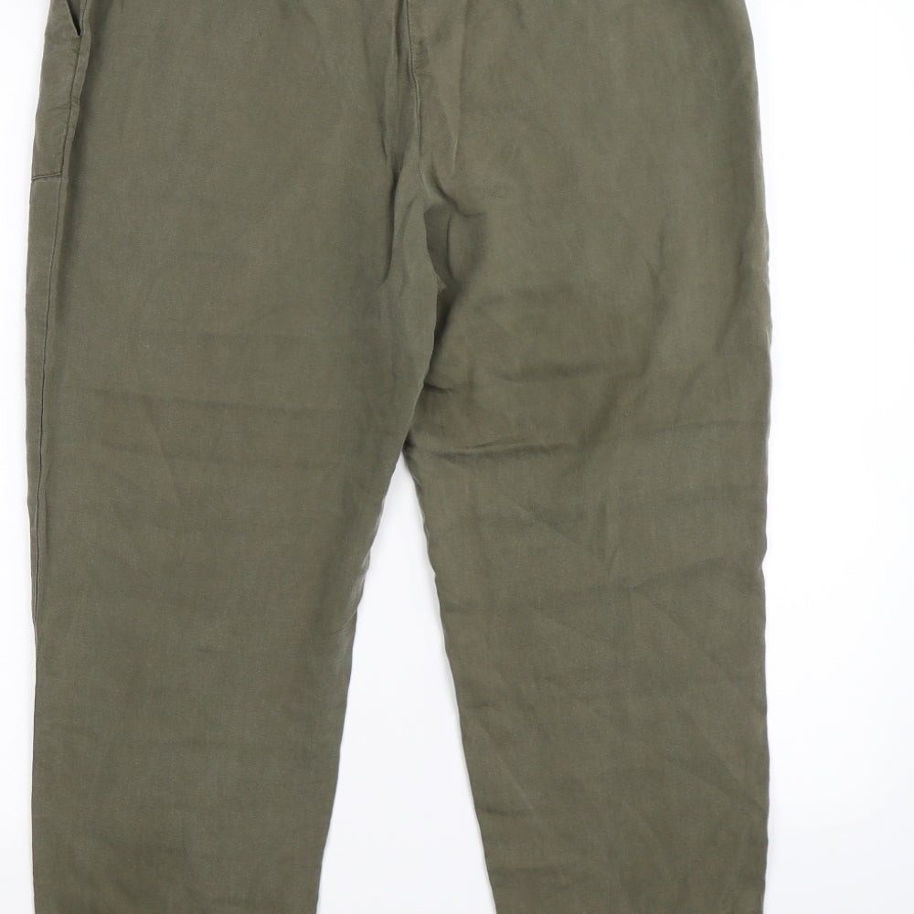 H&M Womens Green  Velour Cargo Trousers Size 12 L26 in