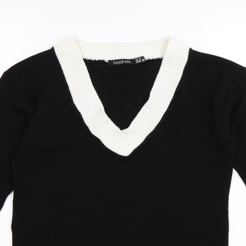 Boohoo Womens Black  Knit Jumper Dress  Size 10