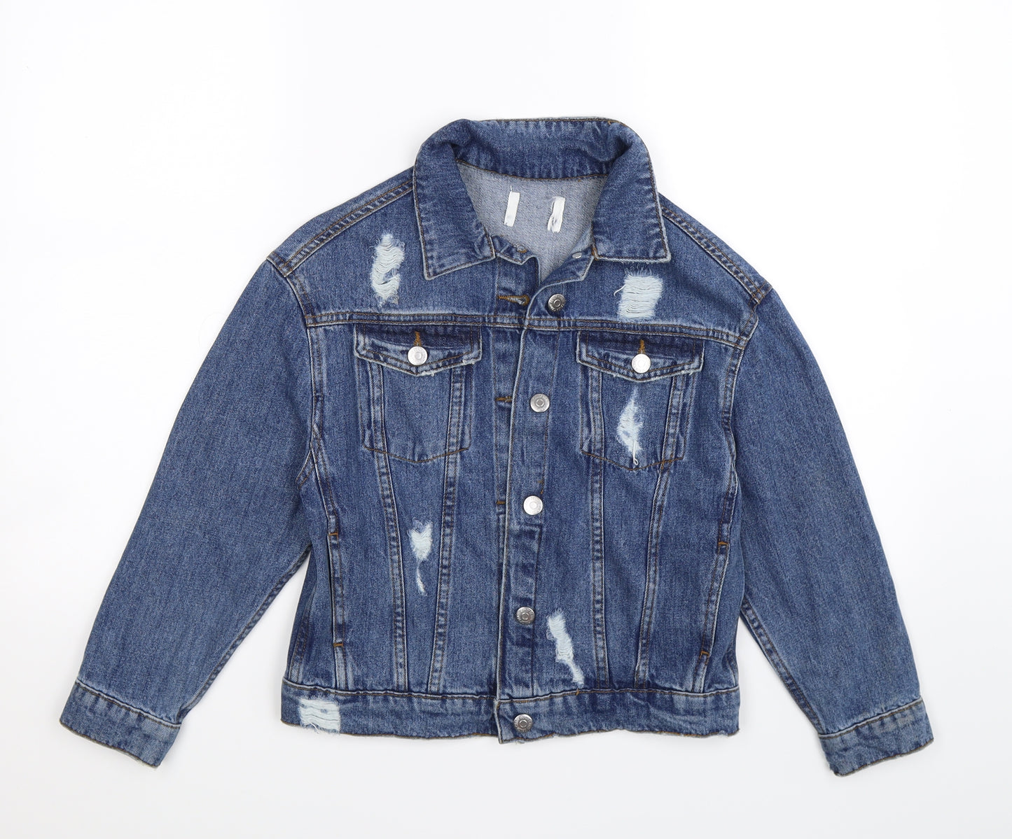 Matalan Girls Blue  Denim Jacket  Size 9 Years  - distressed