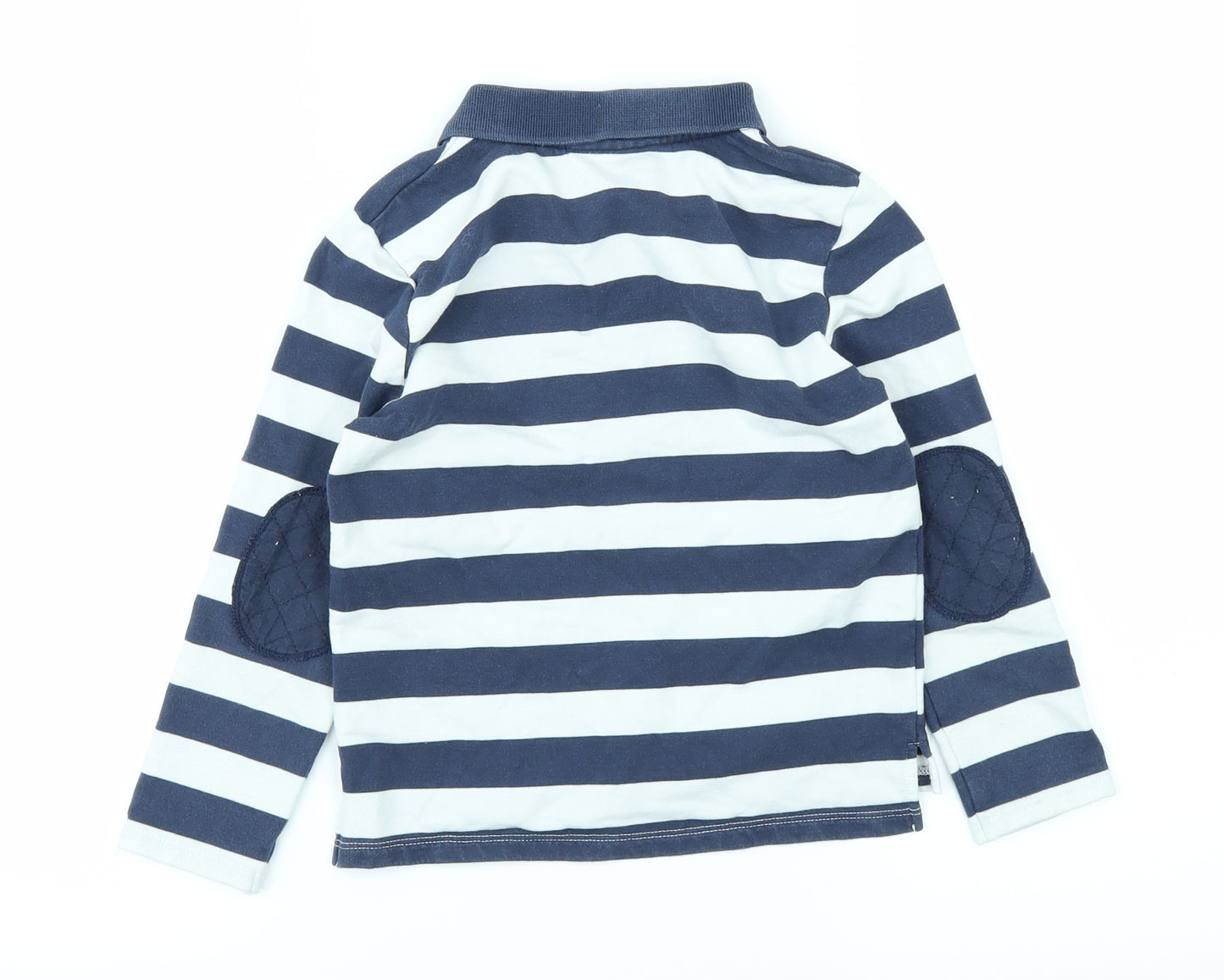 The Little White Company Boys White Striped  Basic Polo Size 3-4 Years