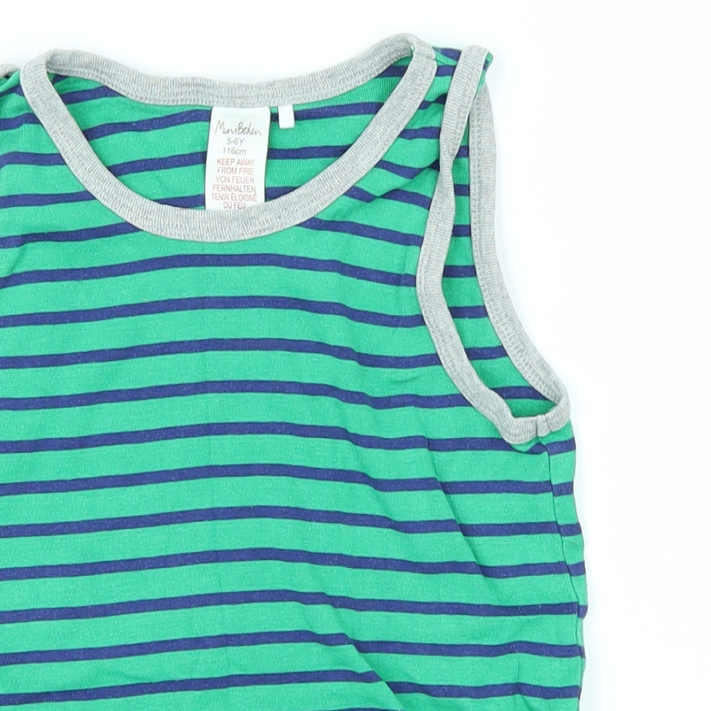 Mini Boden Boys Green Striped  Basic Tank Size 5-6 Years
