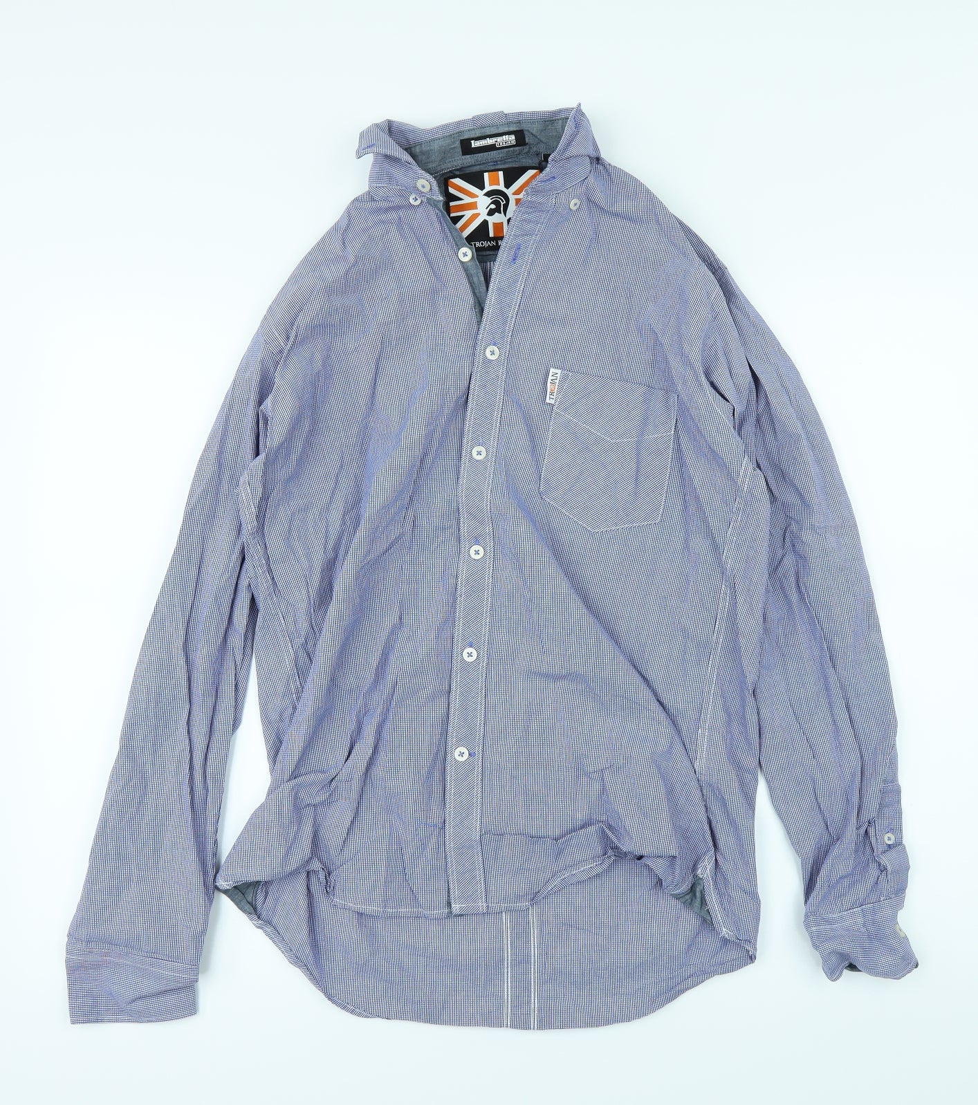 Trojan Mens Blue    Dress Shirt Size S