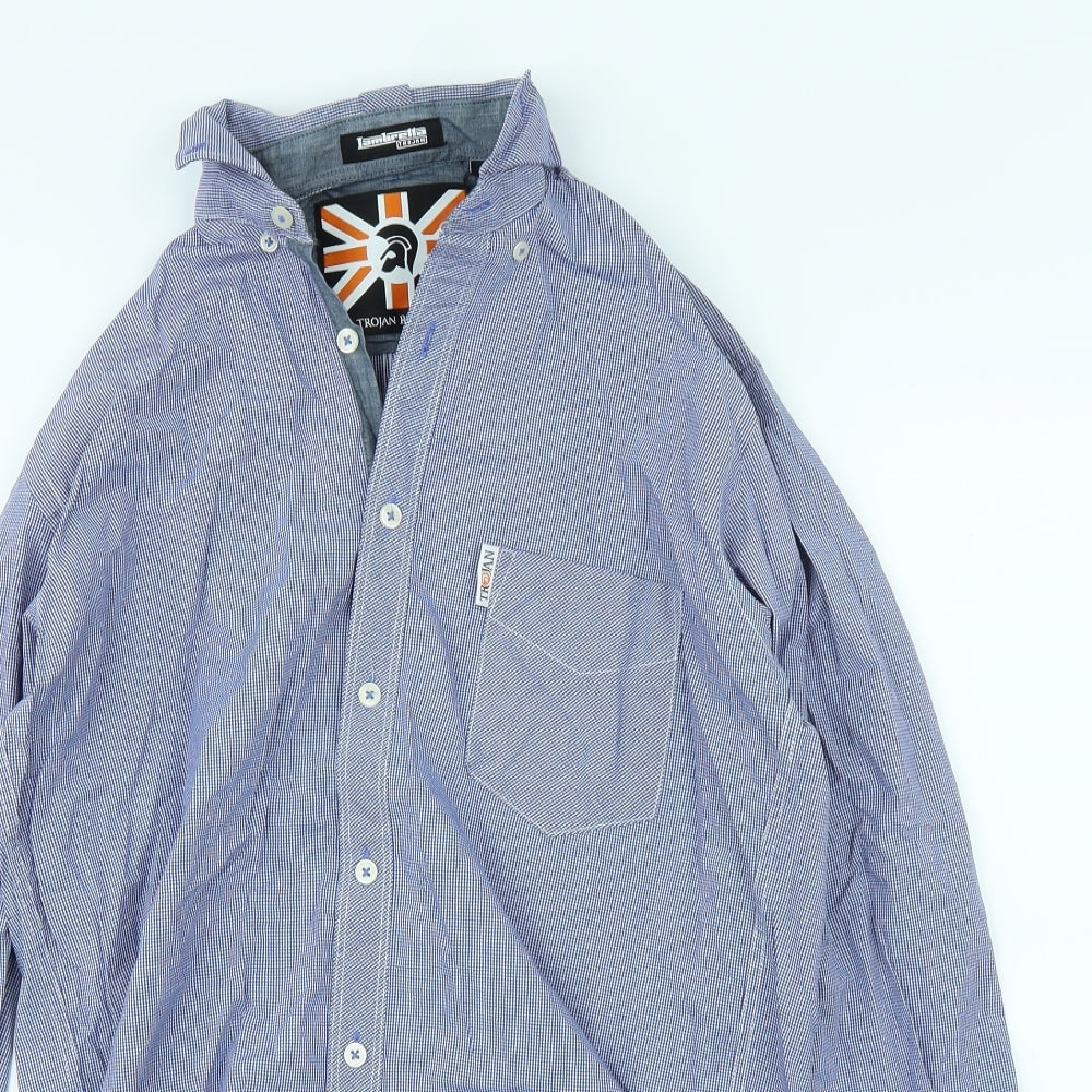 Trojan Mens Blue    Dress Shirt Size S