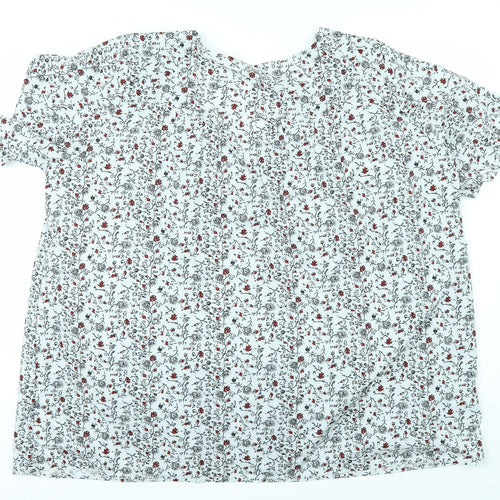 Preworn Womens White Floral  Basic T-Shirt Size 5XL