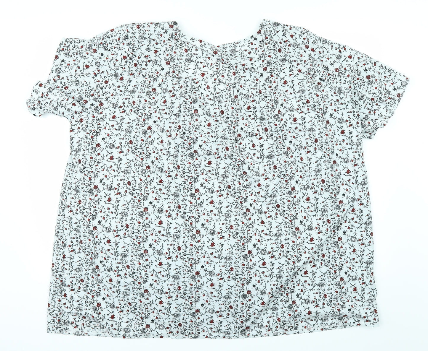 Preworn Womens White Floral  Basic T-Shirt Size 5XL
