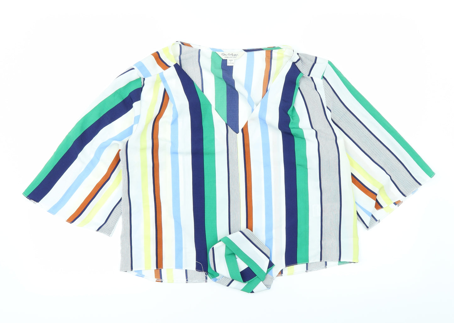 Miss Selfridge Womens White Striped  Basic Blouse Size 16