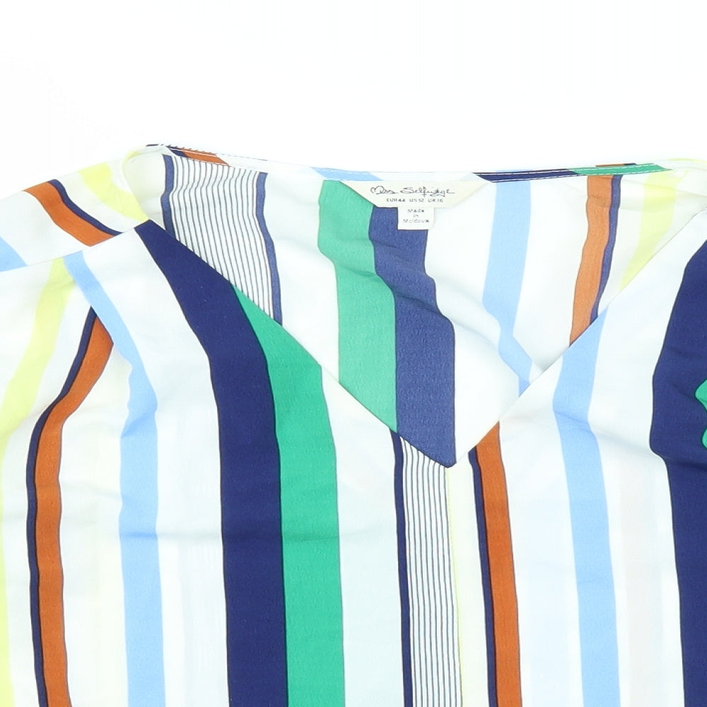 Miss Selfridge Womens White Striped  Basic Blouse Size 16