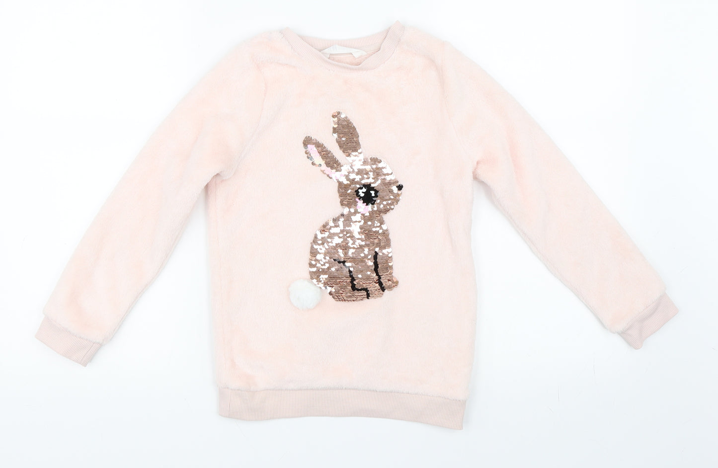 H&M Girls Pink  Fleece Pullover Sweatshirt Size 7-8 Years