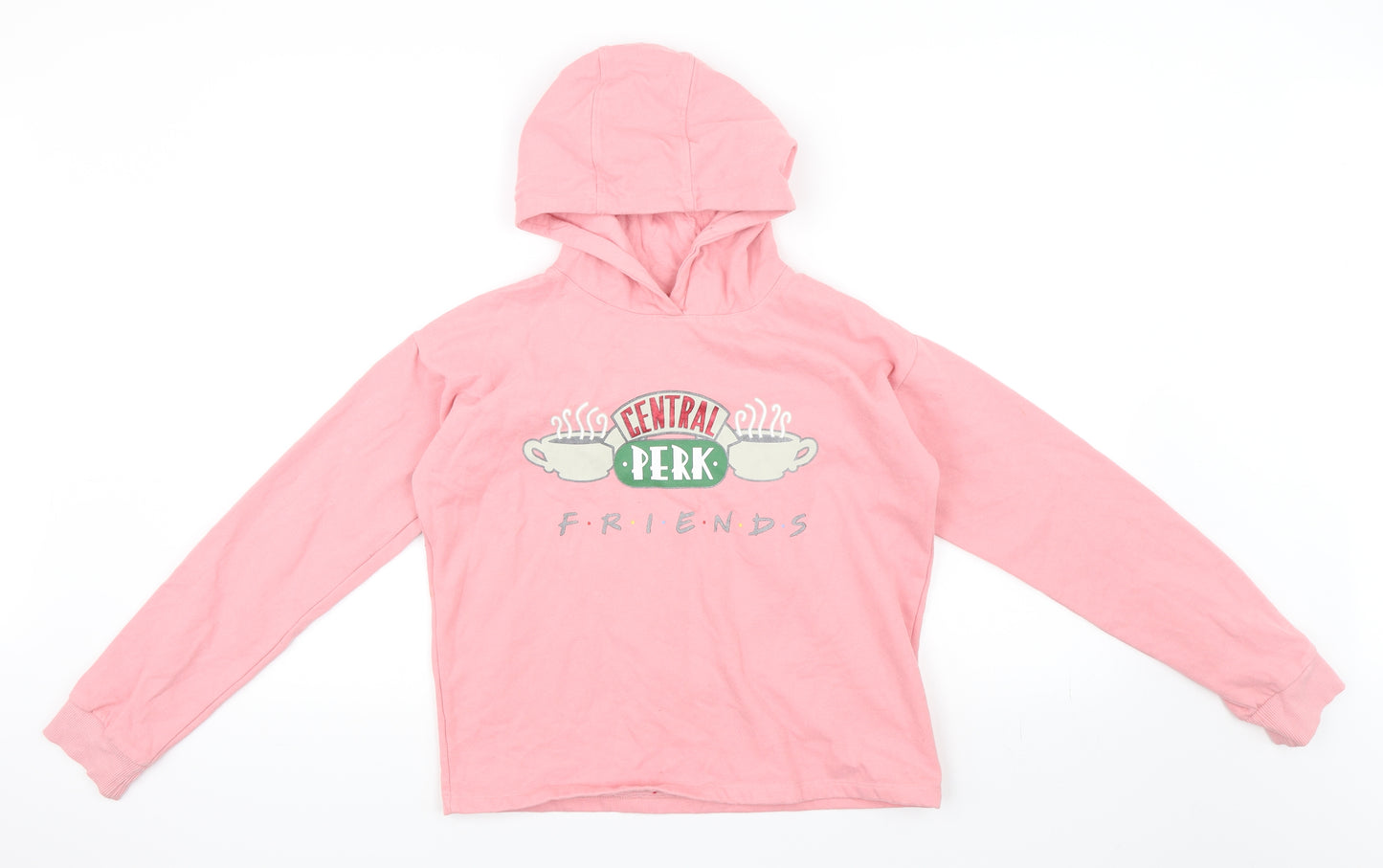 Tesco Girls Pink   Pullover Hoodie Size 13-14 Years  - Friends Central Perk
