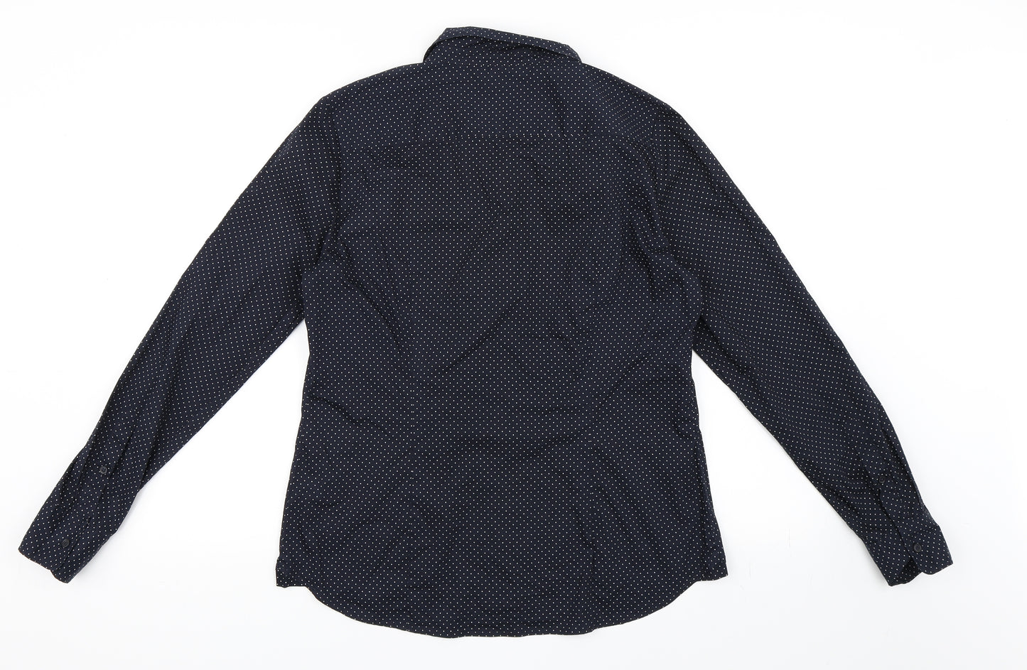 H&M Womens Blue Polka Dot  Basic Button-Up Size 14