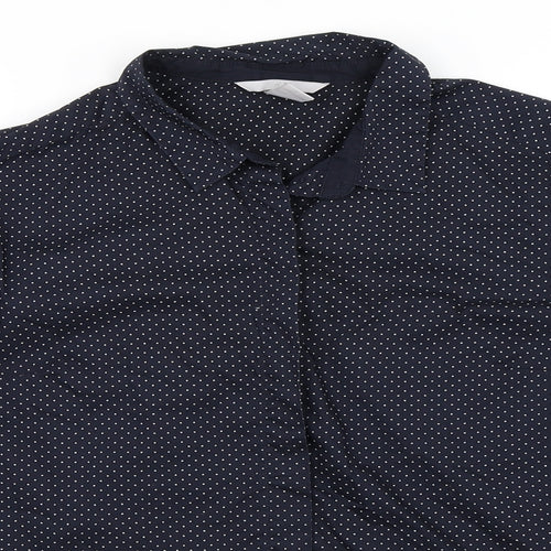 H&M Womens Blue Polka Dot  Basic Button-Up Size 14