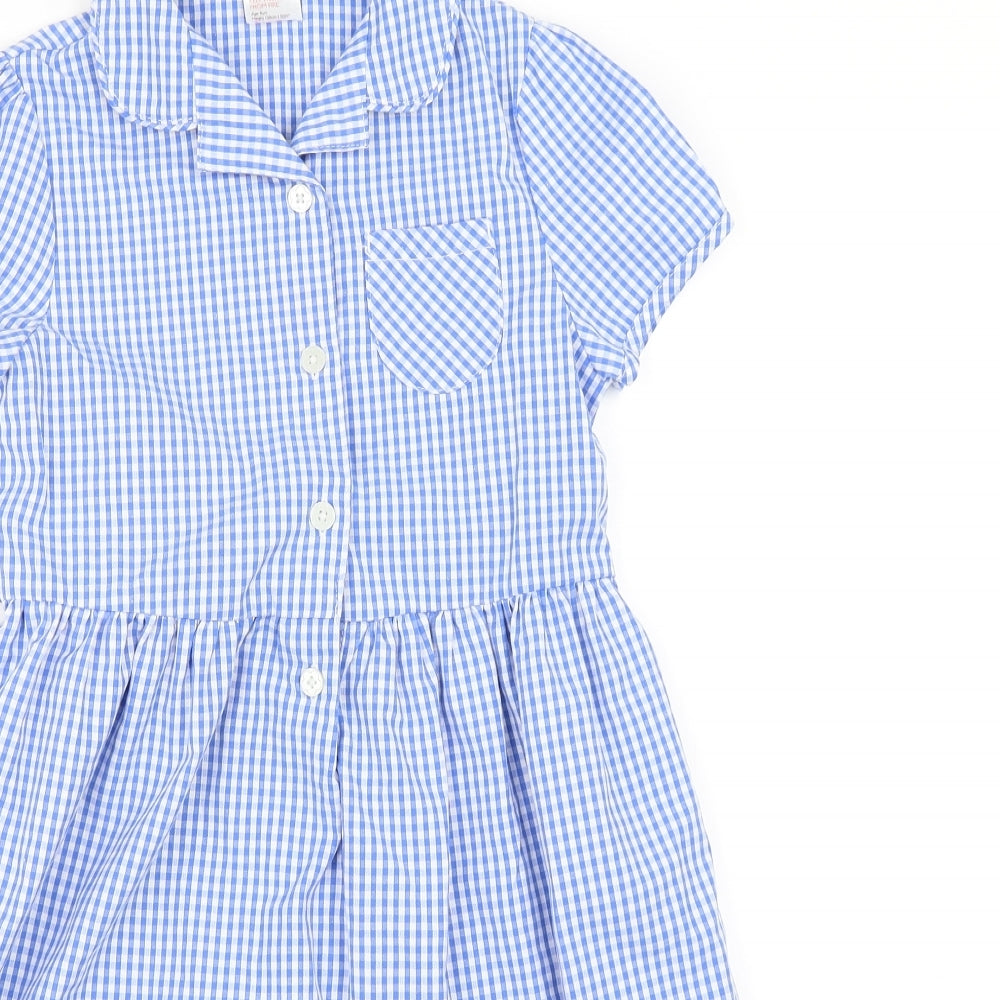 John Lewis Girls Blue Check  Pinafore/Dungaree Dress  Size 8 Years  - School Dress