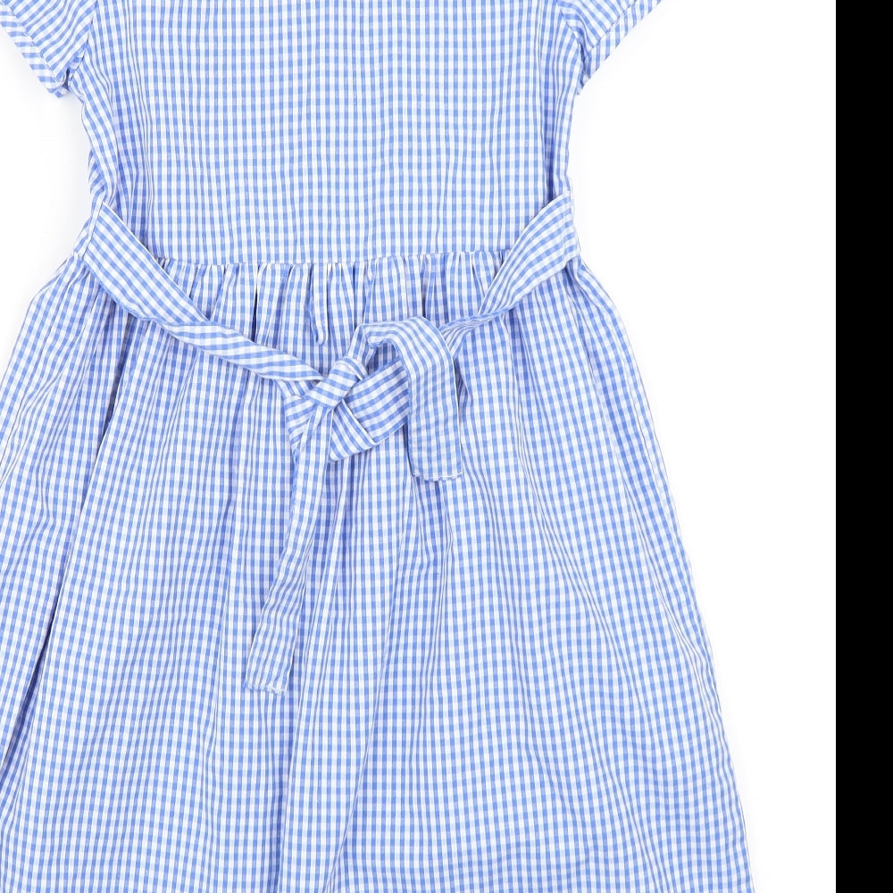 John Lewis Girls Blue Check  Pinafore/Dungaree Dress  Size 8 Years  - School Dress