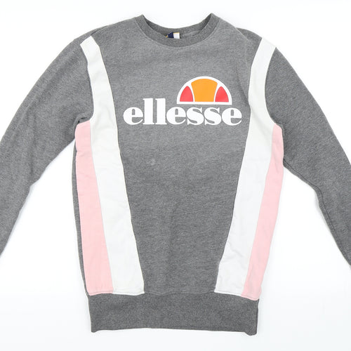 ellesse Womens Grey Striped  Pullover Sweatshirt Size 8