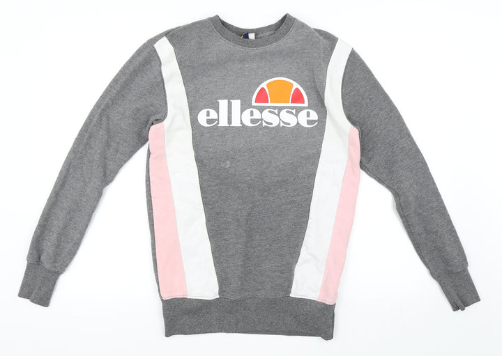 ellesse Womens Grey Striped Pullover Sweatshirt Size 8