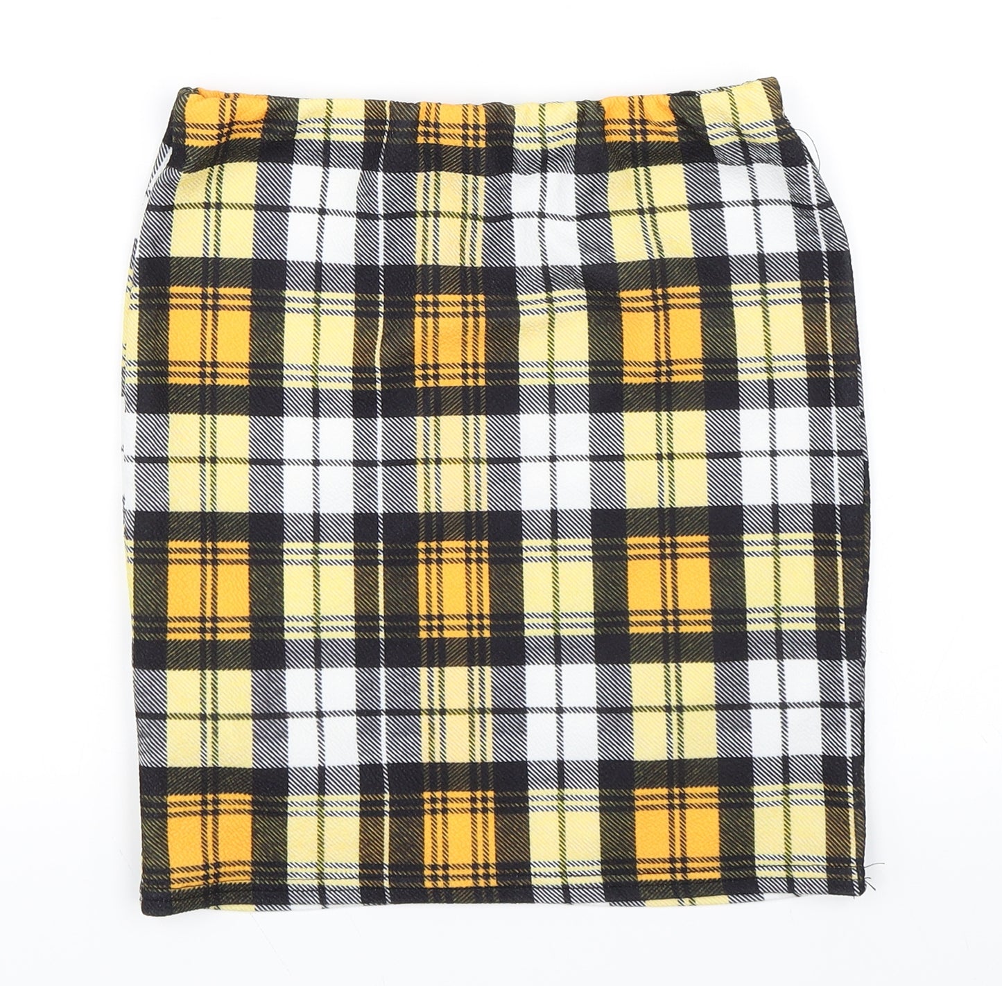 PRETTYLITTLETHING Womens Yellow Check  Mini Skirt Size 10