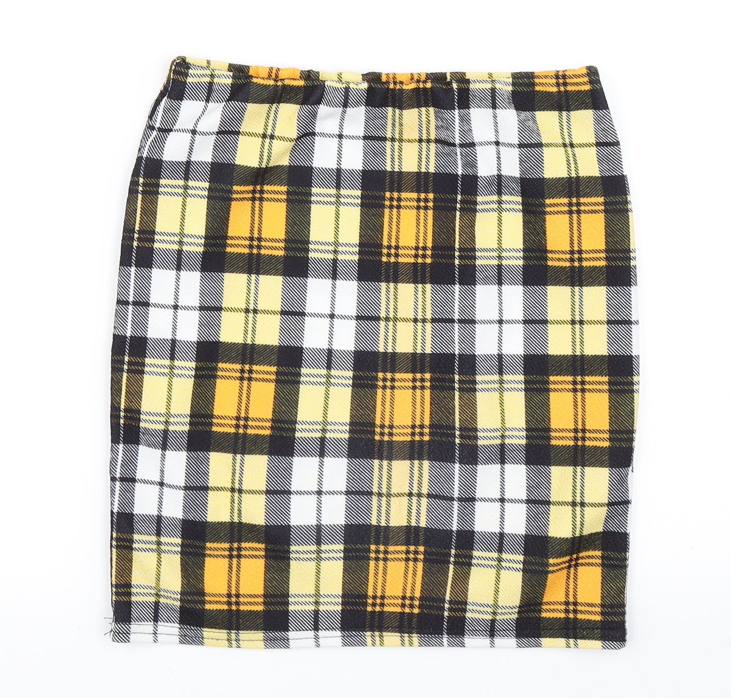 PRETTYLITTLETHING Womens Yellow Check  Mini Skirt Size 10