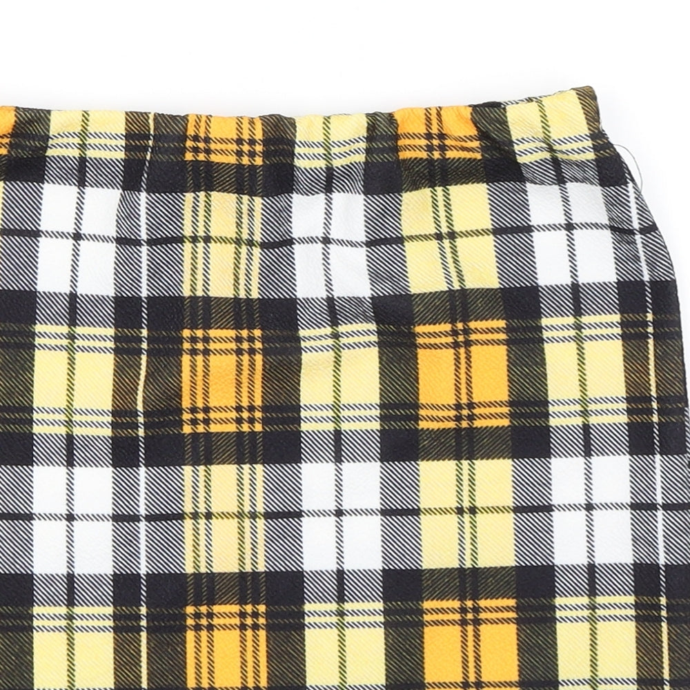 PRETTYLITTLETHING Womens Yellow Check  Mini Skirt Size 10