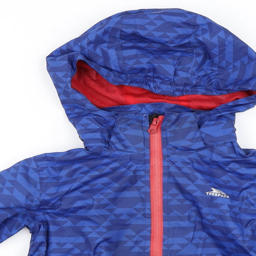 Trespass Boys Blue   Rain Coat Jacket Size 3-4 Years