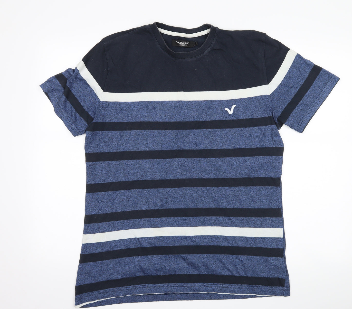 Voi Mens Blue Striped   T-Shirt Size XL