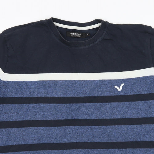 Voi Mens Blue Striped   T-Shirt Size XL