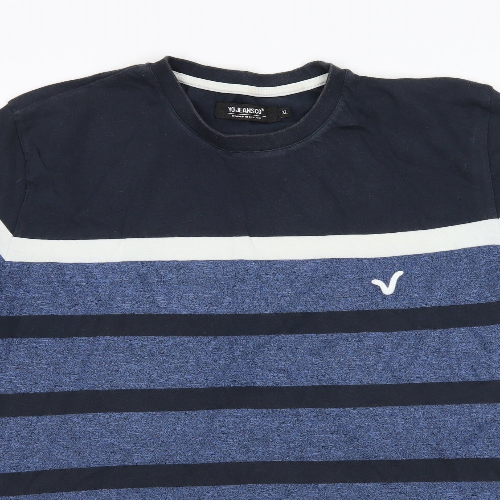 Voi Mens Blue Striped   T-Shirt Size XL