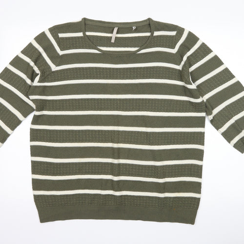Anthology Womens Green Striped  Pullover Jumper Size 16