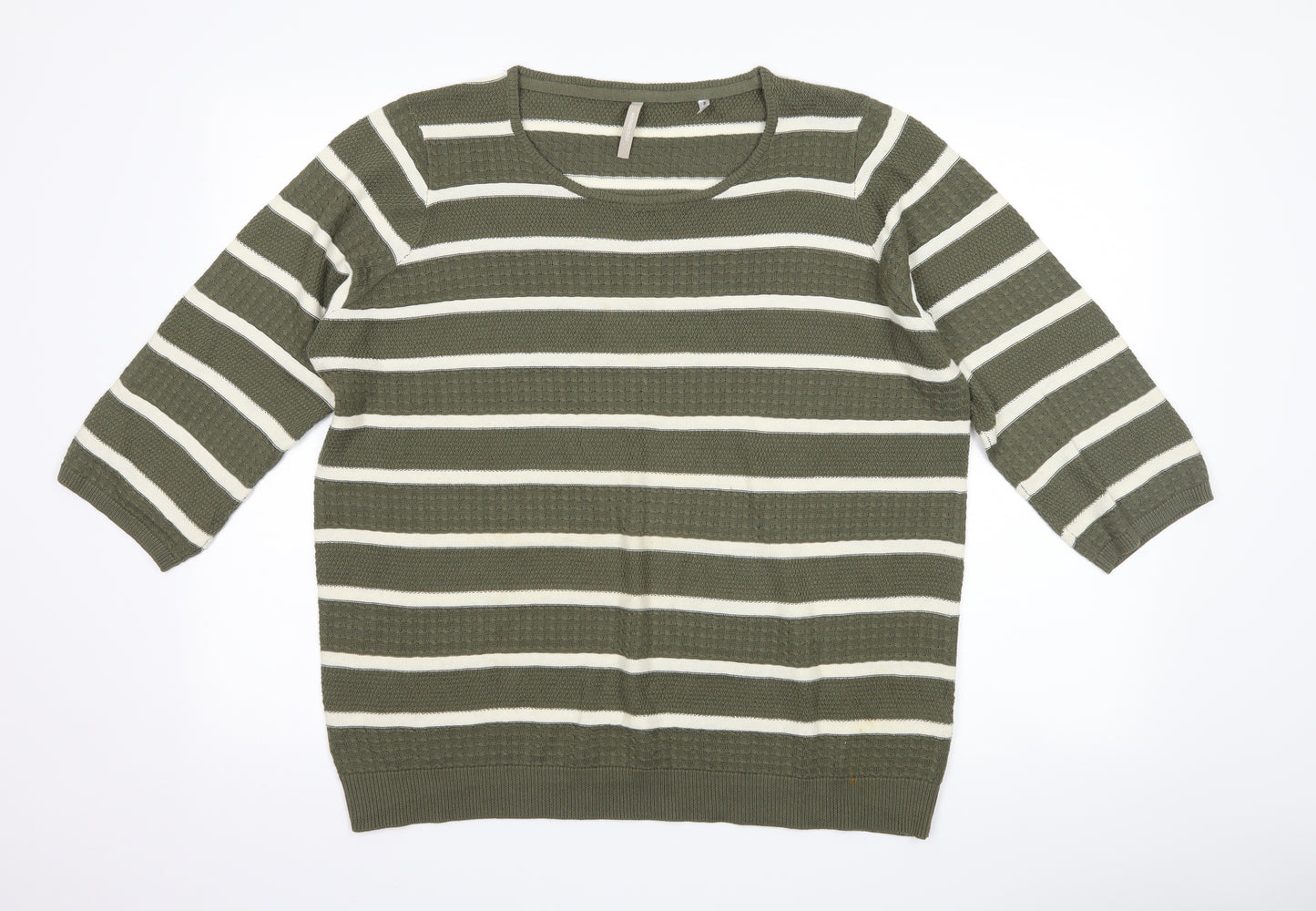 Anthology Womens Green Striped  Pullover Jumper Size 16