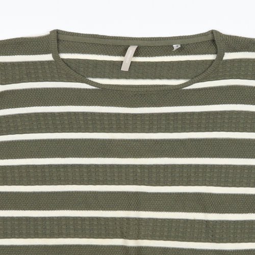 Anthology Womens Green Striped  Pullover Jumper Size 16