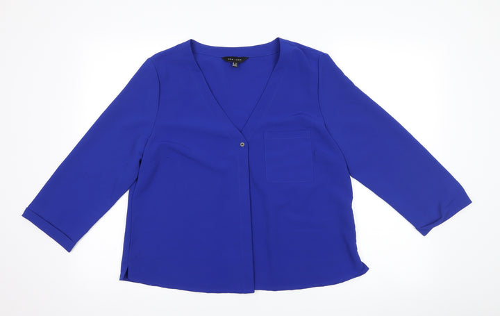 New Look Womens Blue Basic Button-Up Size 14
