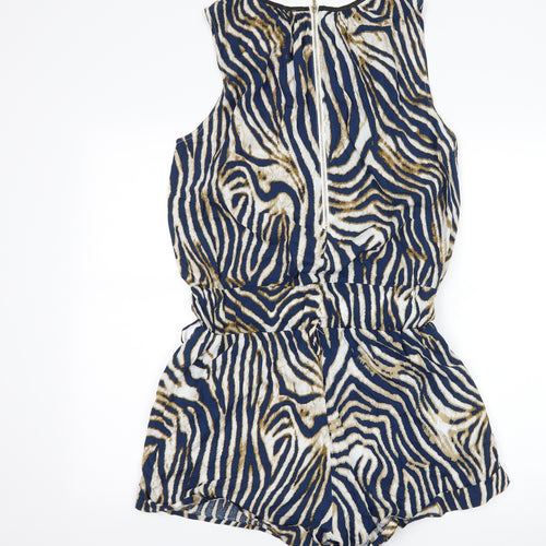 j s millenium Womens Blue Animal Print  Playsuit One-Piece Size L