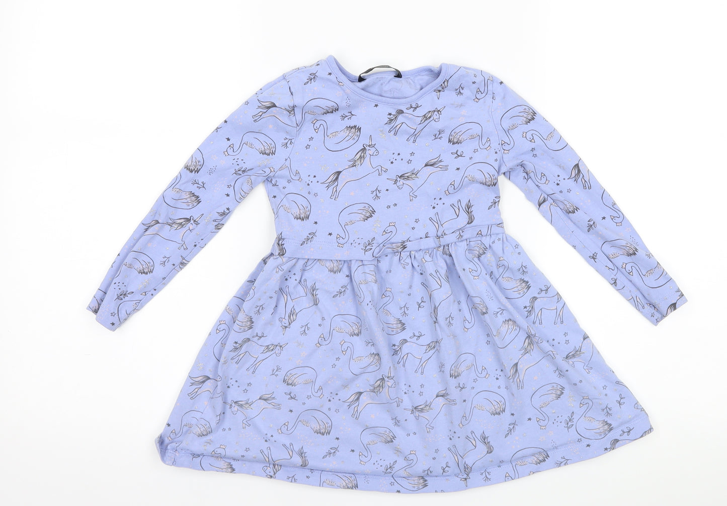 George Girls Purple   Skater Dress  Size 3-4 Years  - unicorn print
