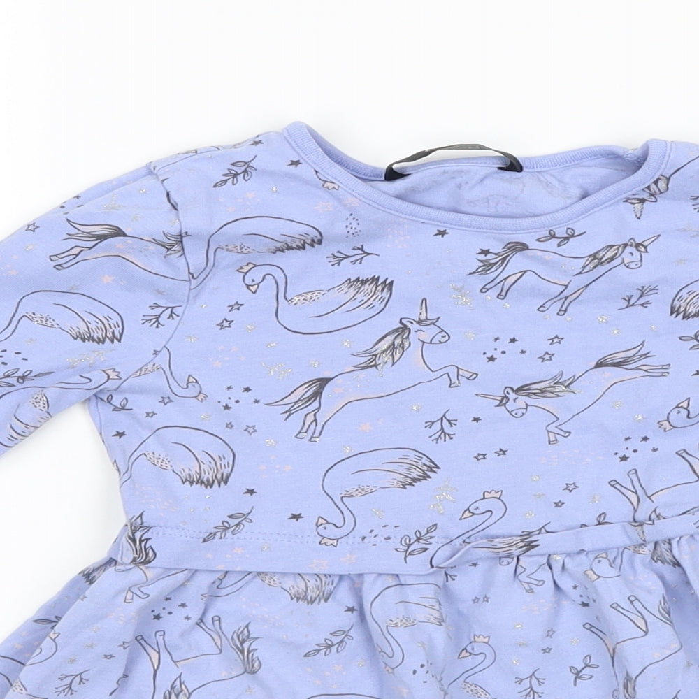 George Girls Purple   Skater Dress  Size 3-4 Years  - unicorn print