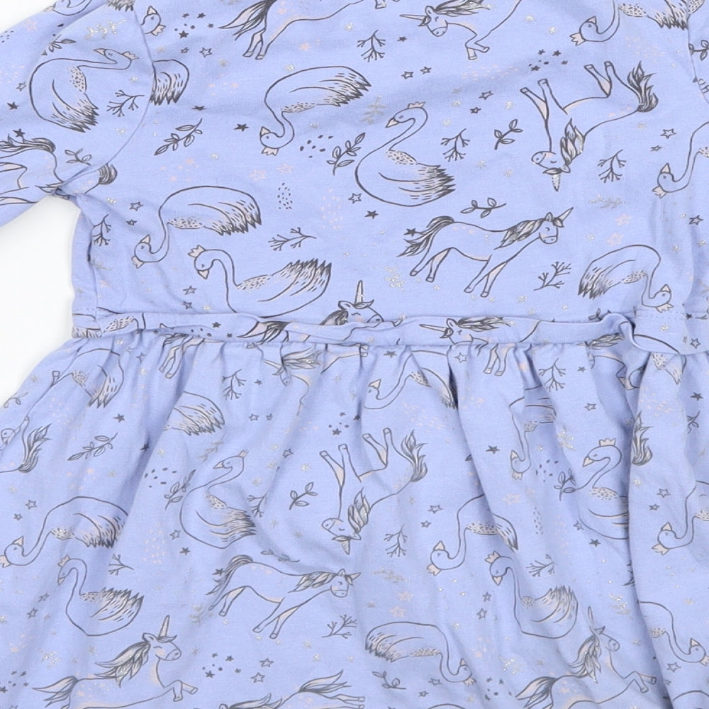 George Girls Purple   Skater Dress  Size 3-4 Years  - unicorn print
