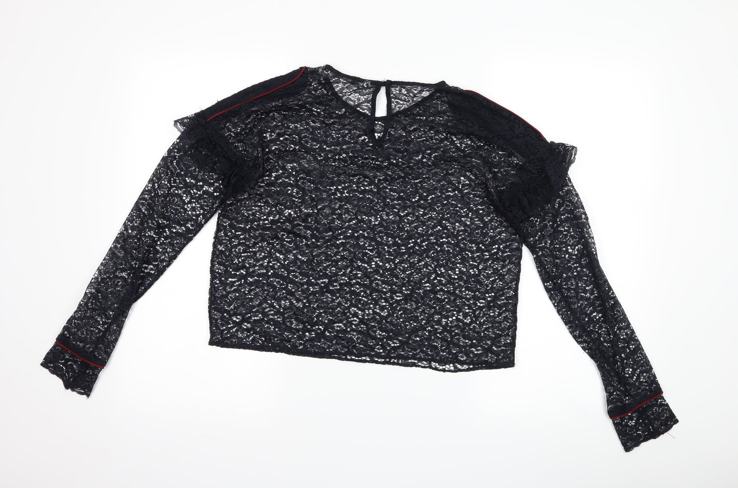 Zara Womens Blue  Lace Basic T-Shirt Size M