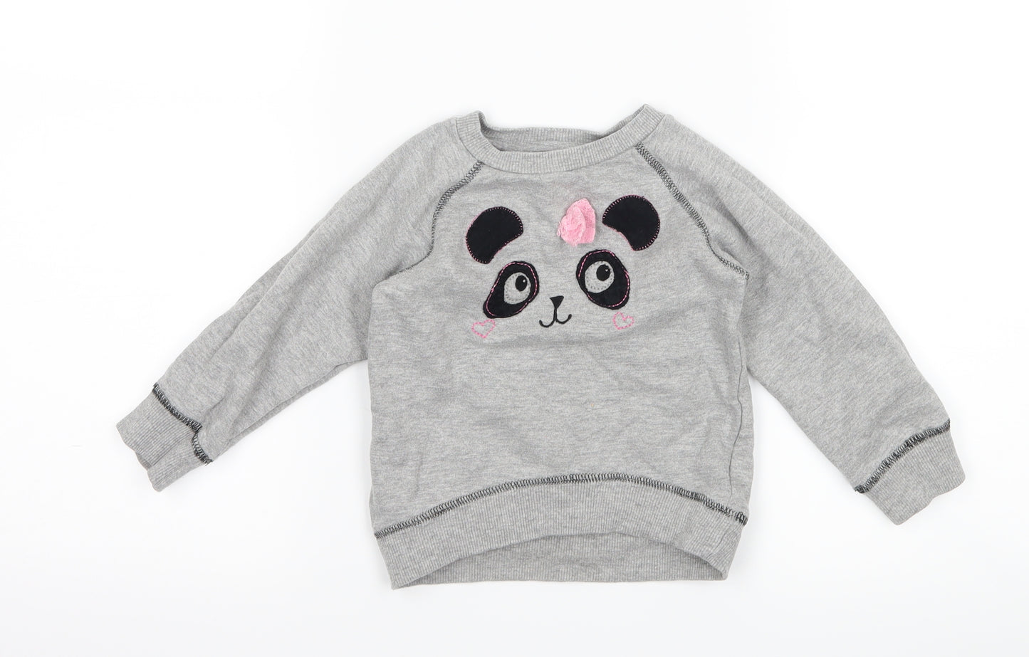 Pep & co Girls Grey   Pullover Jumper Size 12-18 Months  - panda