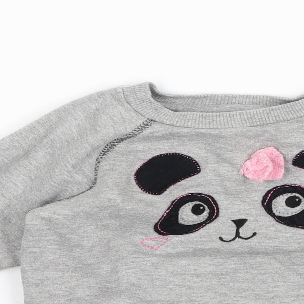 Pep & co Girls Grey   Pullover Jumper Size 12-18 Months  - panda