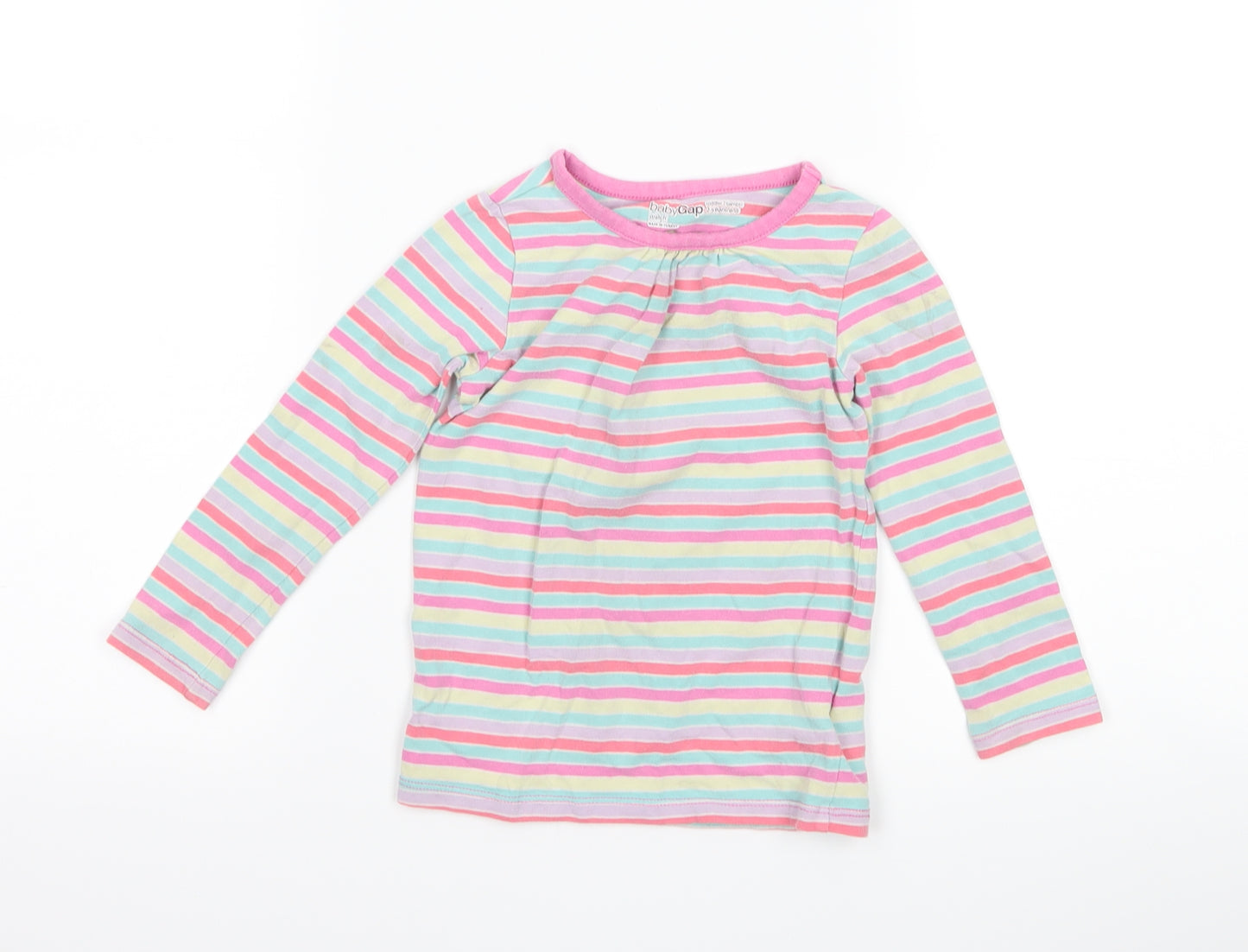 Gap Girls Pink Striped  Basic T-Shirt Size 3 Years