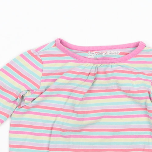 Gap Girls Pink Striped  Basic T-Shirt Size 3 Years