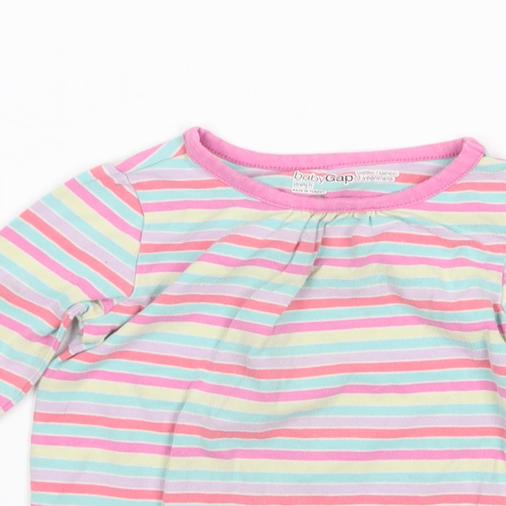 Gap Girls Pink Striped  Basic T-Shirt Size 3 Years