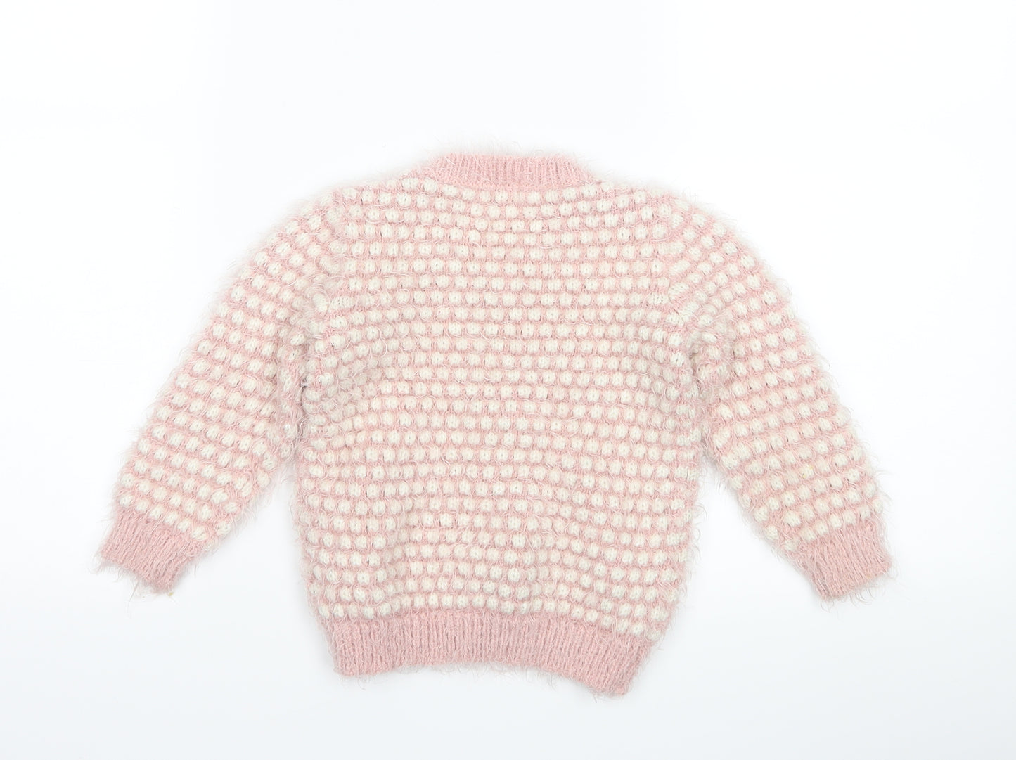 F&F Girls Pink Polka Dot  Pullover Jumper Size 3-4 Years