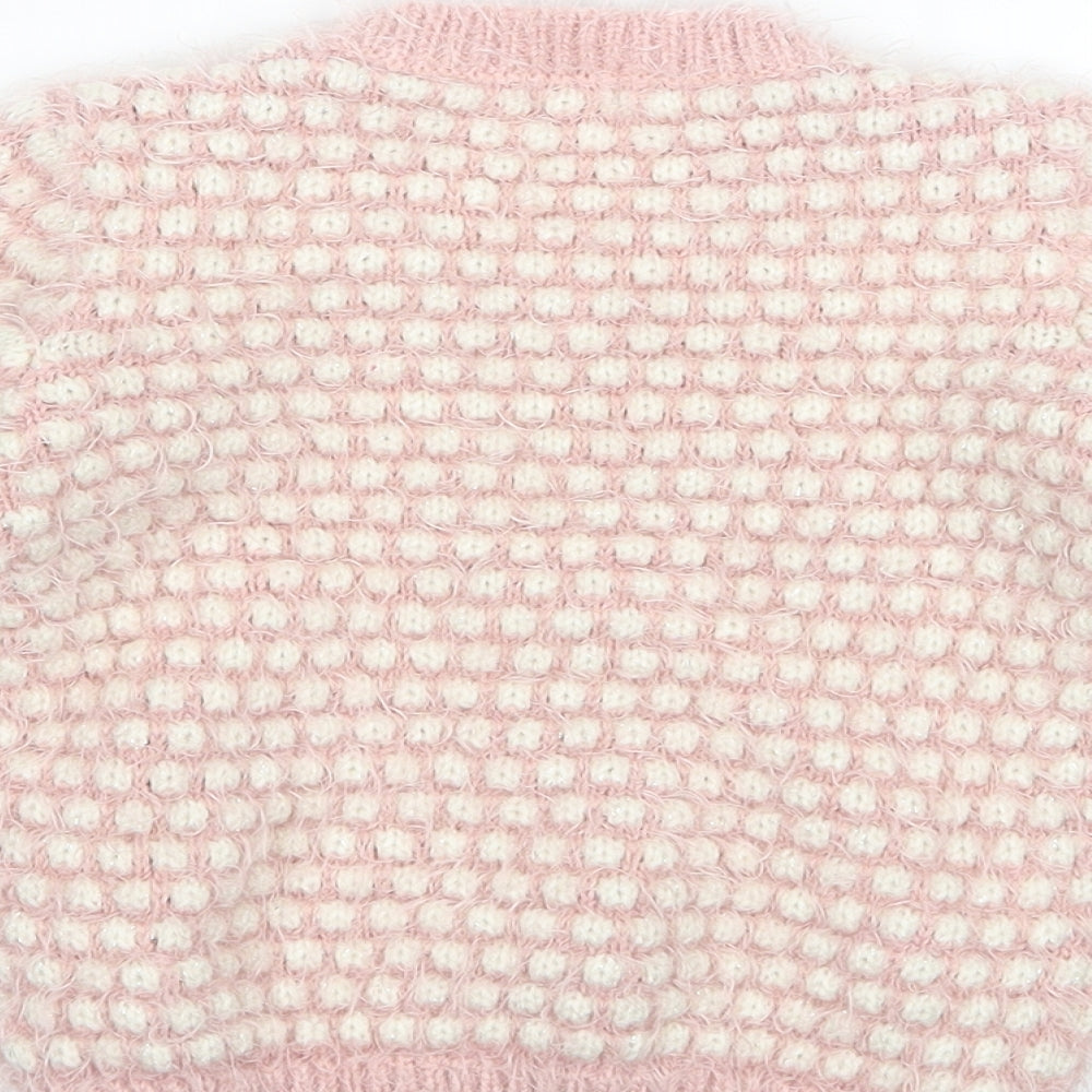F&F Girls Pink Polka Dot  Pullover Jumper Size 3-4 Years