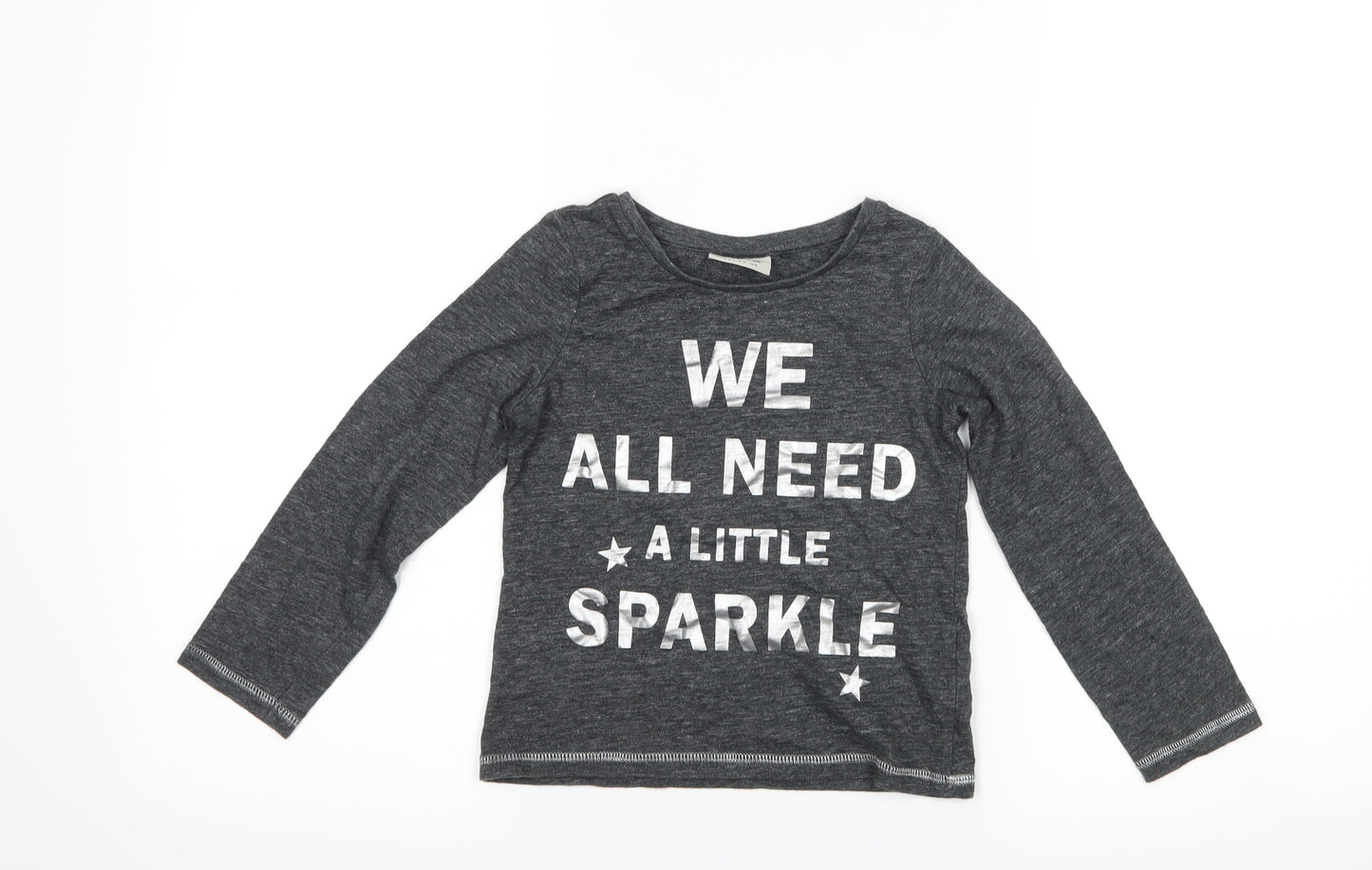 NEXT Girls Grey   Basic T-Shirt Size 3-4 Years  - slogan