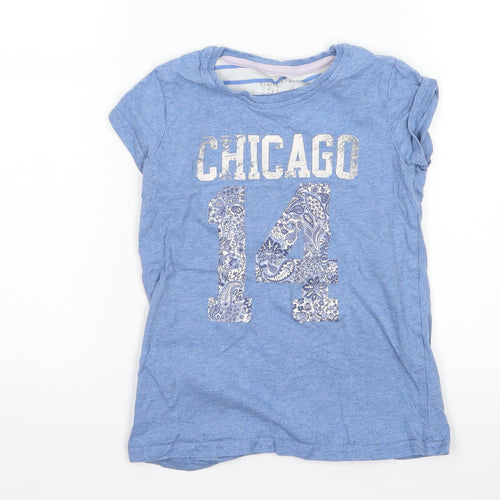 NEXT Girls Blue   Basic T-Shirt Size 7 Years  - graphic